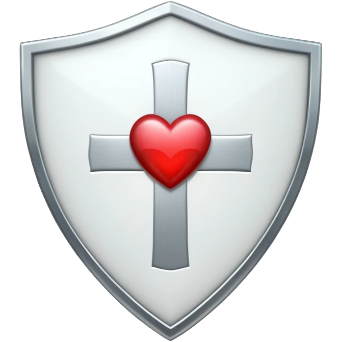 Shield with heart symbol and medical cross, representing sexual health protection emoji