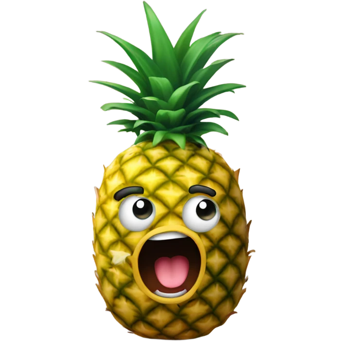 Pineapple with shocked face and arms and lega emoji