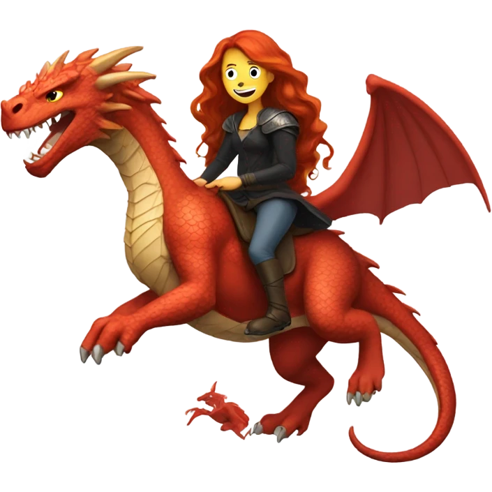 red head long hair girl on dragon protecting a black woman emoji