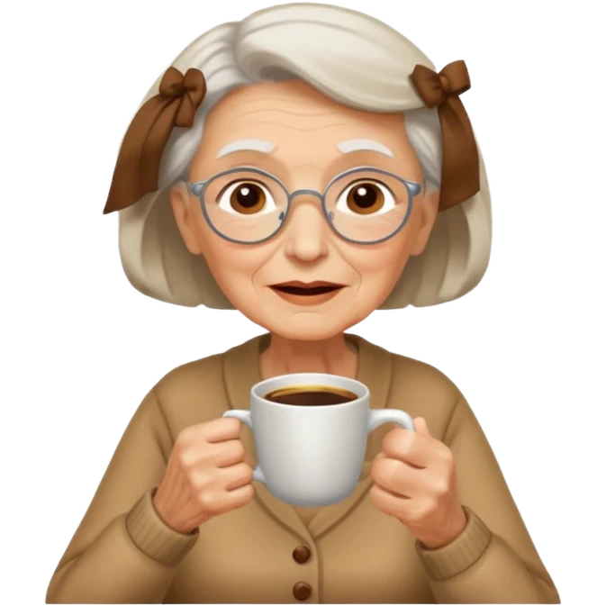 elderly with coffee women emoji