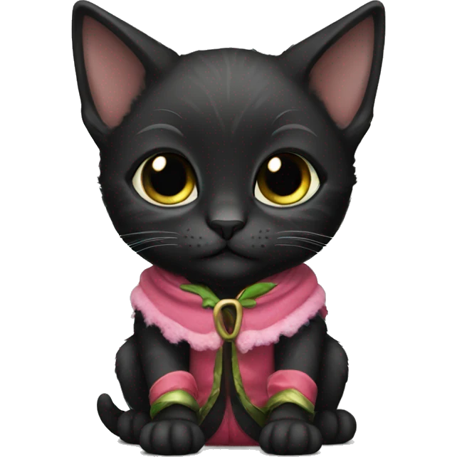 Black kitten with elf clothes emoji