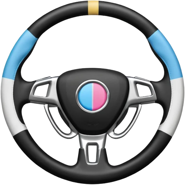 steering wheel with transgender pride flag colors with bdsm implification emoji