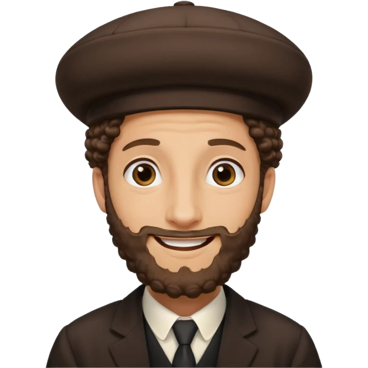Hasidic Jewish man emoji, kippa visible, long curly payot, smiling, plain background emoji