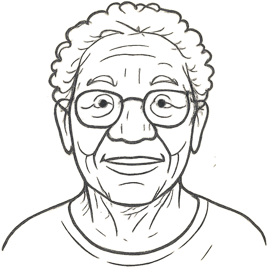 portrait of a Black elderly person, hand drawn outline style, no fill emoji