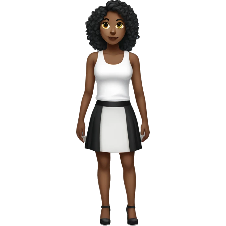 red hired girl in white tank top black skirt and heels emoji