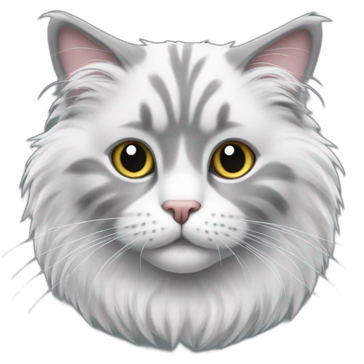fluffy-grey-white-cat emoji