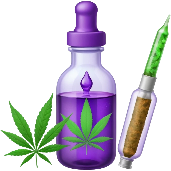 baby bottle with purple liquid and marijuana joint emoji
