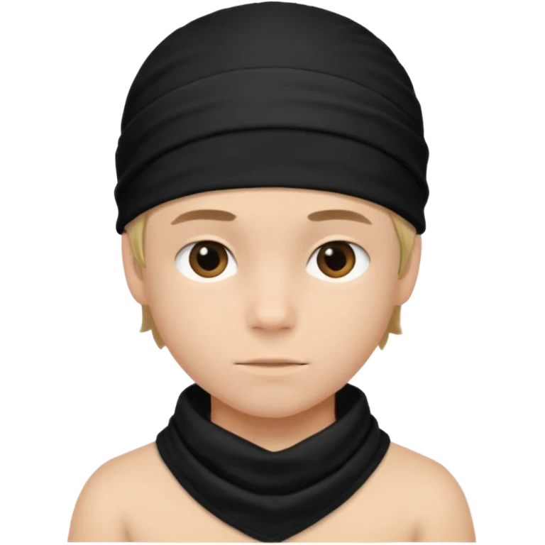 Make a boy wearing black bandana with some design on it  emoji