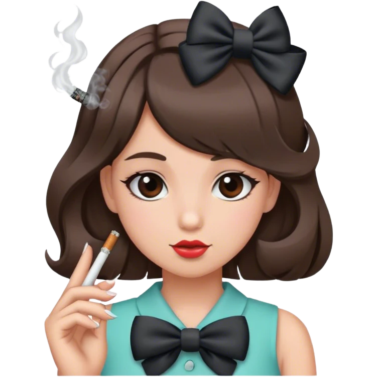 Girl with cigarette and hair bow  emoji