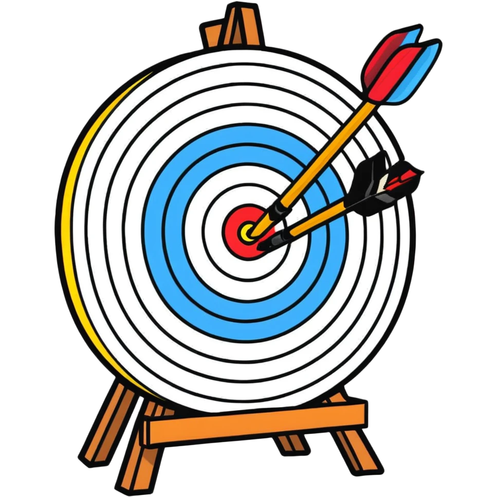 sticker style archery target with thick outline and bright colors, no background emoji