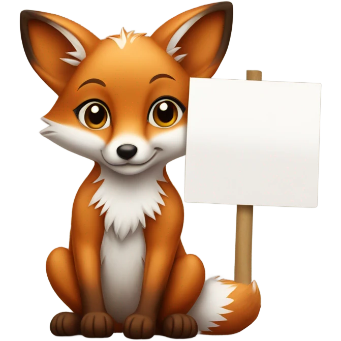 Baby fox with a blank sign emoji