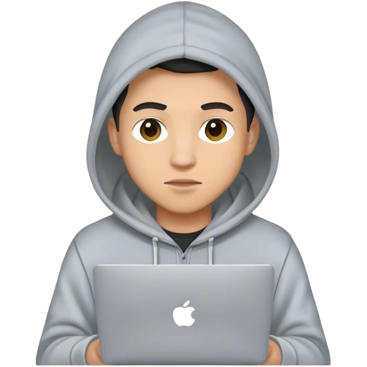 homme avec capuche et macbook emoji