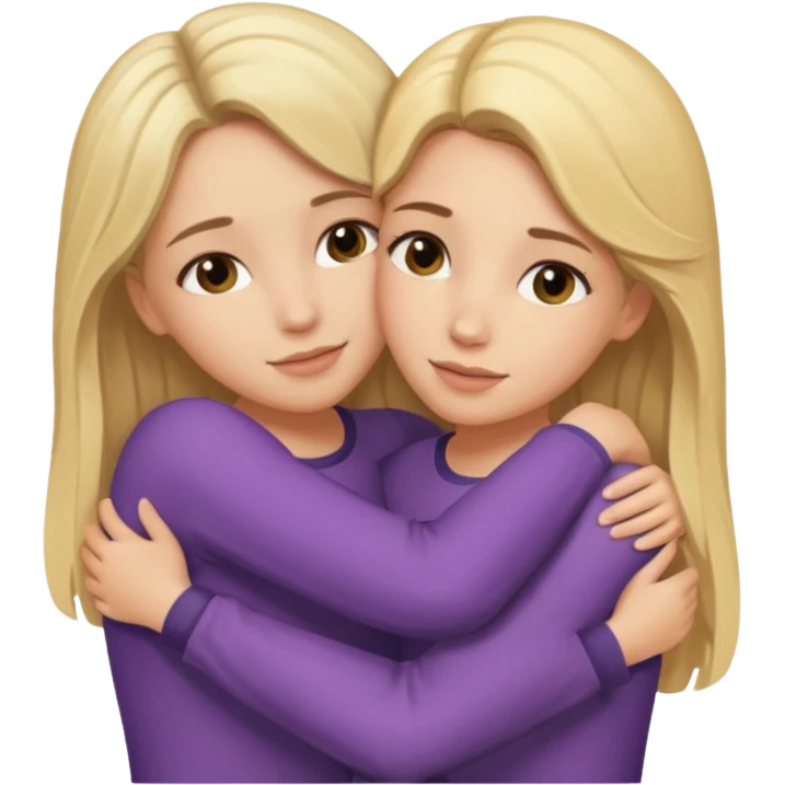 2 sisters hugging blonde and brunette emoji