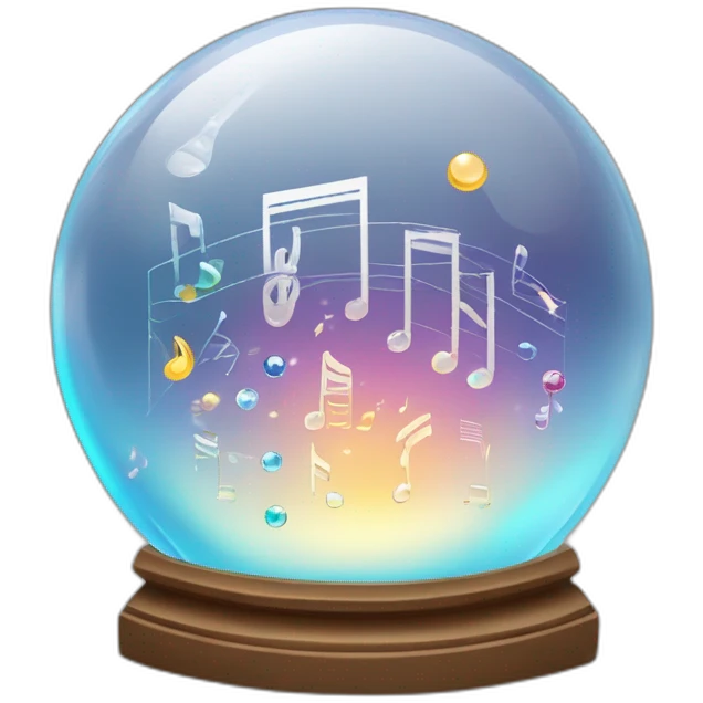 Crystal ball with musical notes and predictive graphs emoji