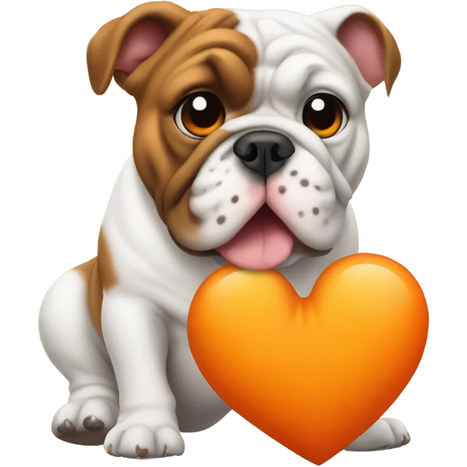 Bulldog an orange heart emoji