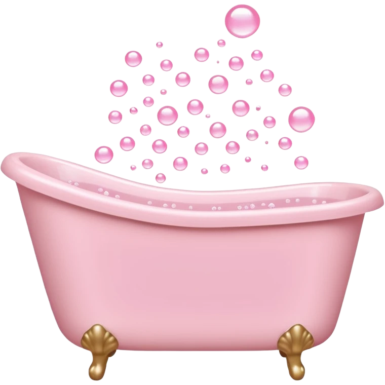 light pink bathtub filled with light pink water and bubbles emoji