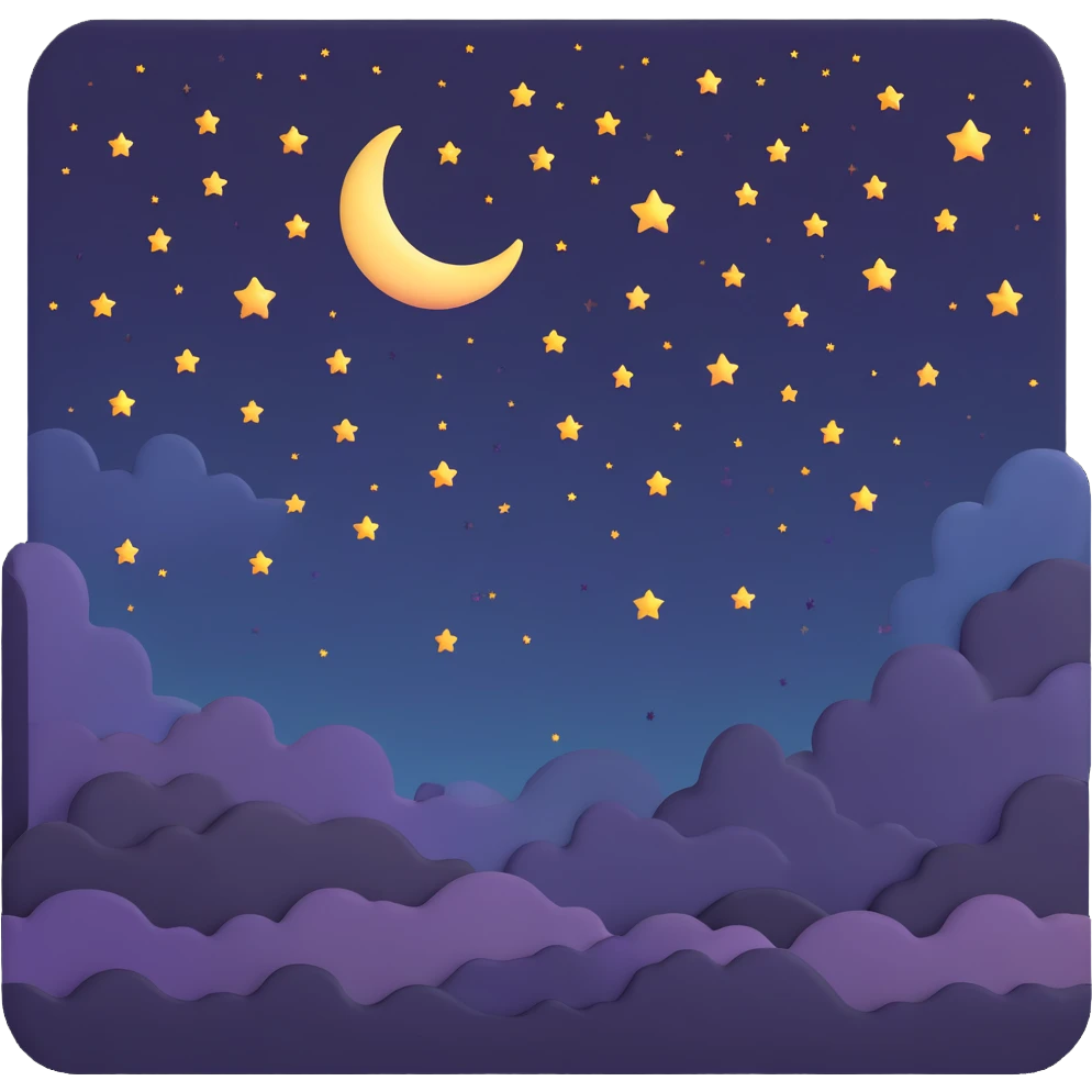 dark night sky with moon and stars emoji
