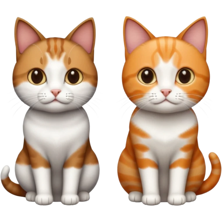 3 different coloured short haired cats including; a dark brown tabby and white cat, and a dark grey and white and a ginger and white emoji
