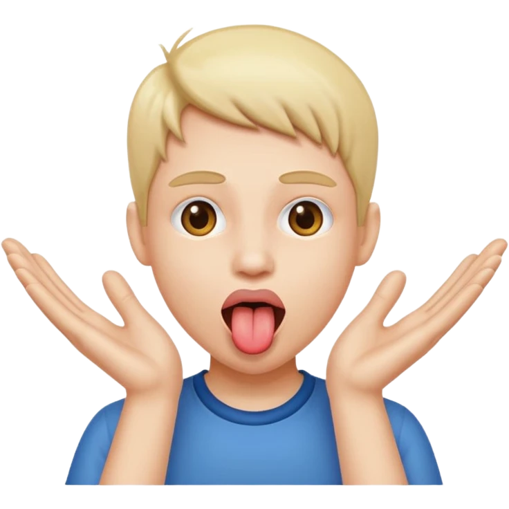 Two hands open and then a face with the tongue down emoji