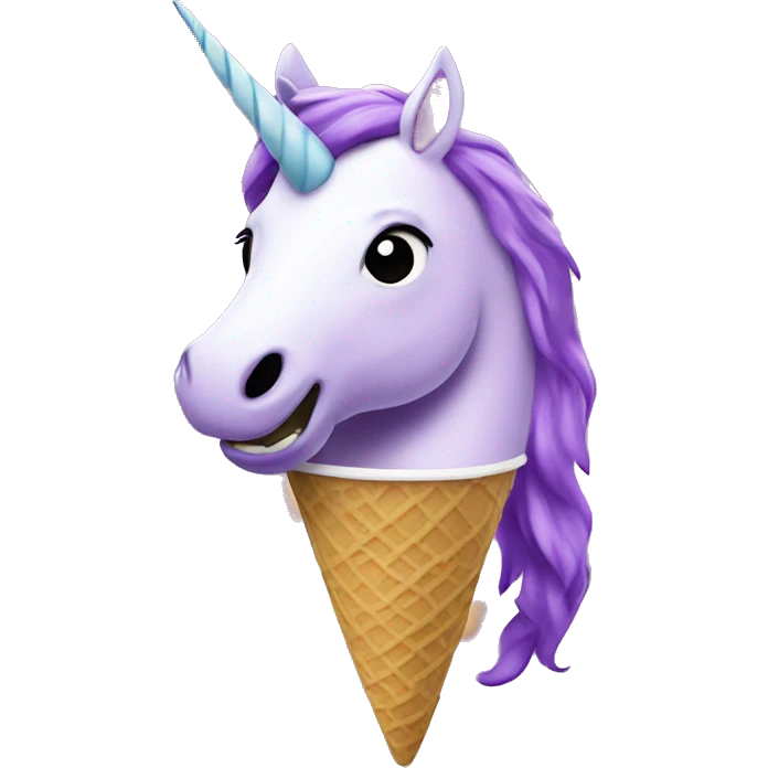 Purple Unicorn eating ice cream emoji