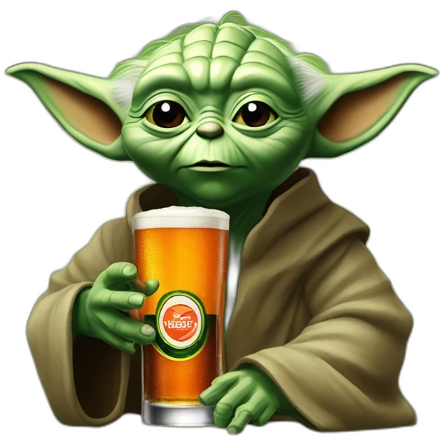 yoda drinking jagermeister green bottle emoji
