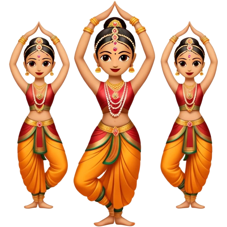cinematic-realistic-bharatanatyam-dance-emoji,-depicted-as-an-elegant-classical-indian-dance-performance-with-graceful-poses,-intricate-costumes,-and-expressive-hand-gestures,-rendered-with-rich-textures-and-warm-dramatic-lighting emoji