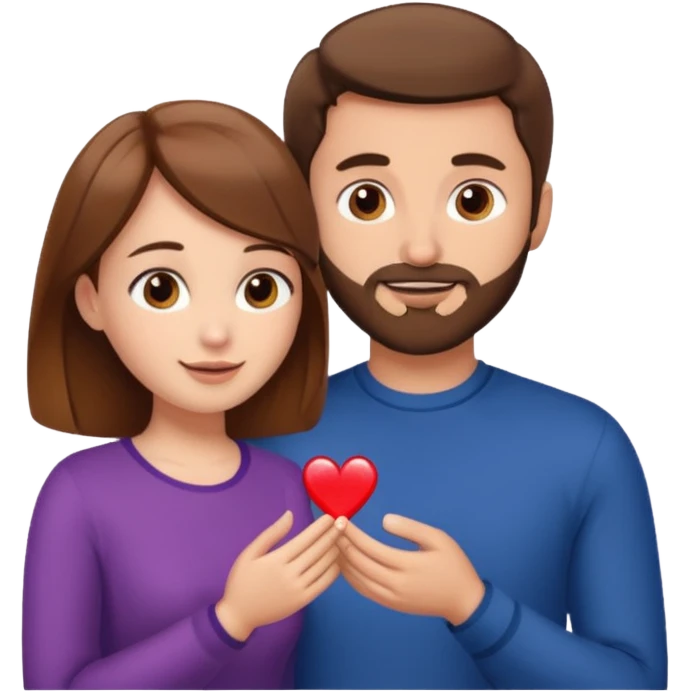 A brown haired man with a short beard proposing to a brown haired girl emoji