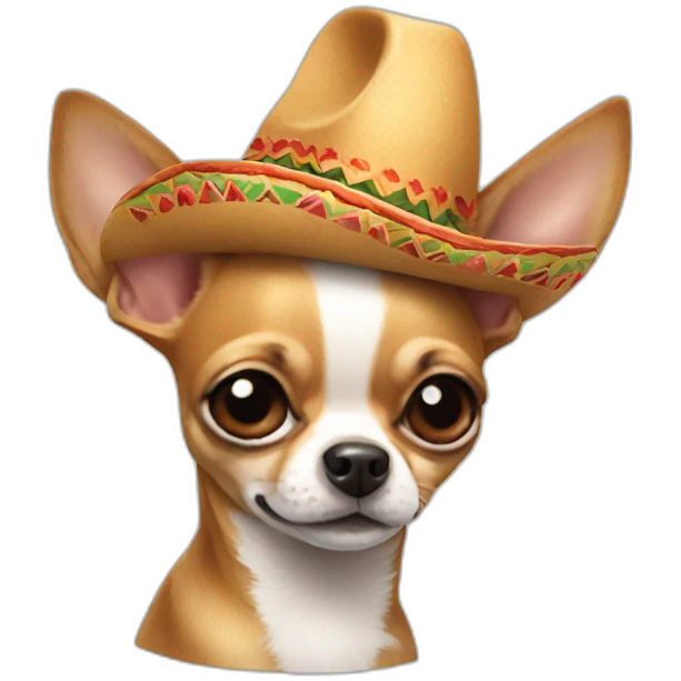 chihuahua with a tiny mexican hat emoji