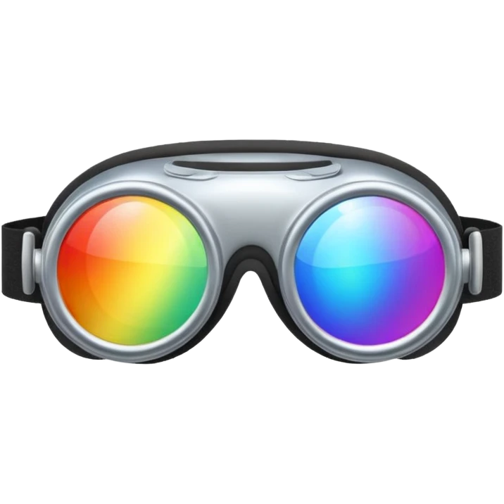 silver simulation rainbow goggles emoji