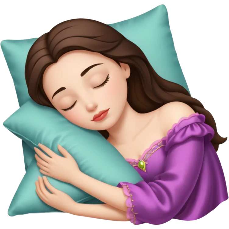 sleeping beauty brunette white girl with a silk pillow emoji