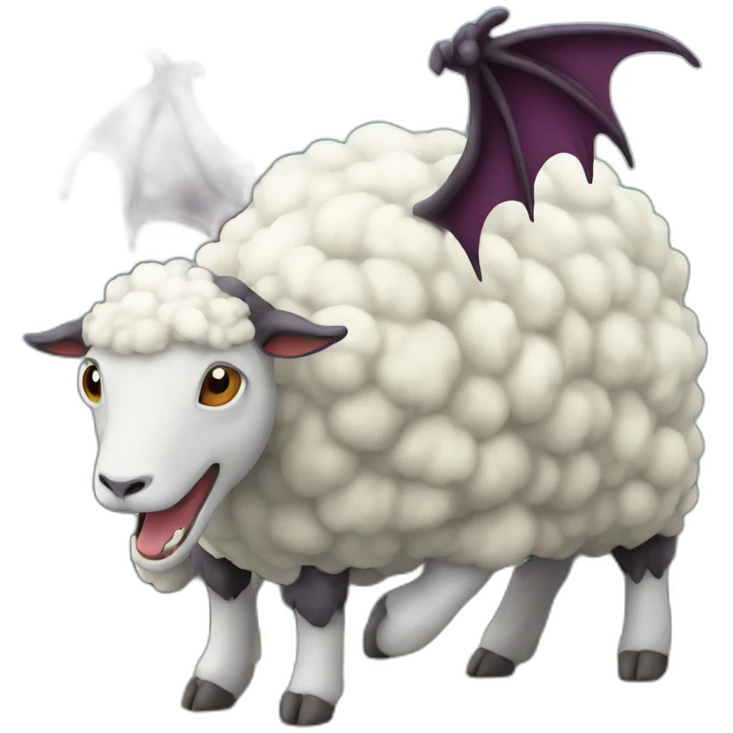 Dark dragon, slipping on a sheep emoji