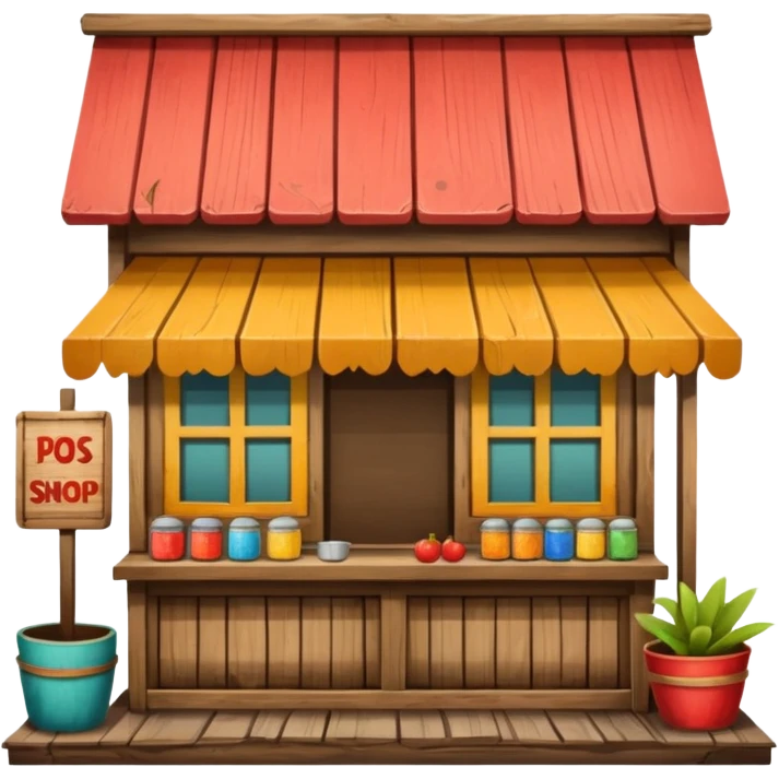 small indonesian roadside shop, front facing emoji