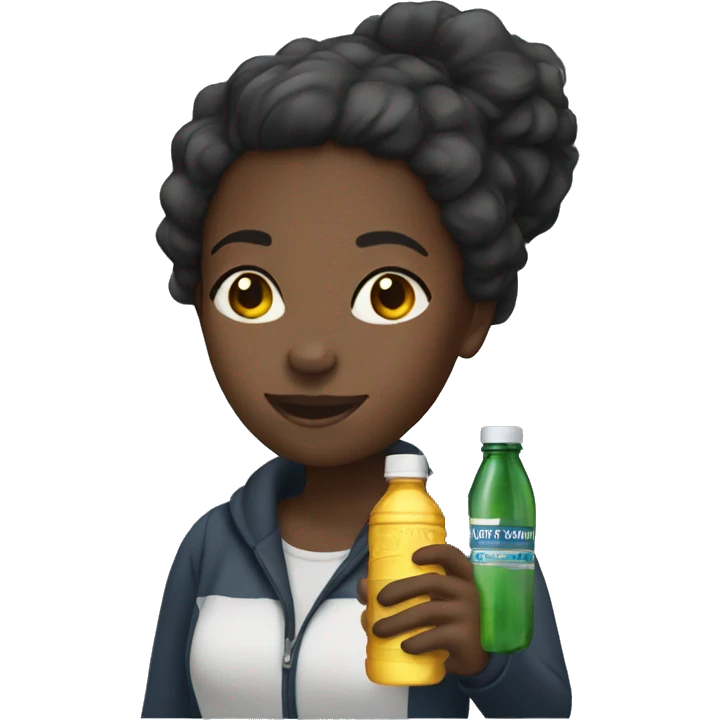 Black girl with a Stanley bottle in her hand emoji