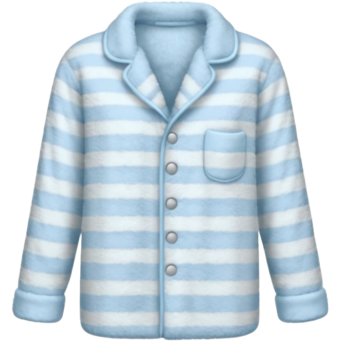 emoji of an isolated fluffy fleece pajama top with soft pastel vertical stripes, plush fuzzy texture, light grey and pastel blue tones, button-down long sleeves, neatly folded flat-lay, no person, no body, no mannequin, cozy warm winter mood, soft shading emoji
