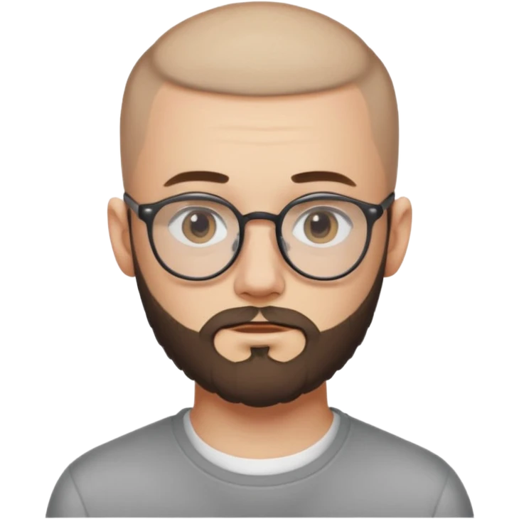 он лысый должен быть очень молодой парень лет 18 , очень тонкие очки, а так же борода нужно прямо еще моложе emoji