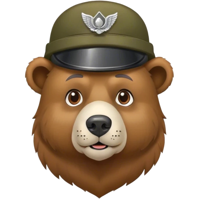 Bear waring a army hat with dog tags  emoji