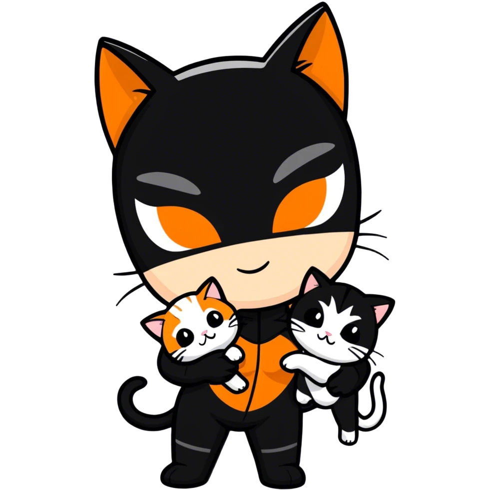 Catwoman with 2  orange and white kittens emoji