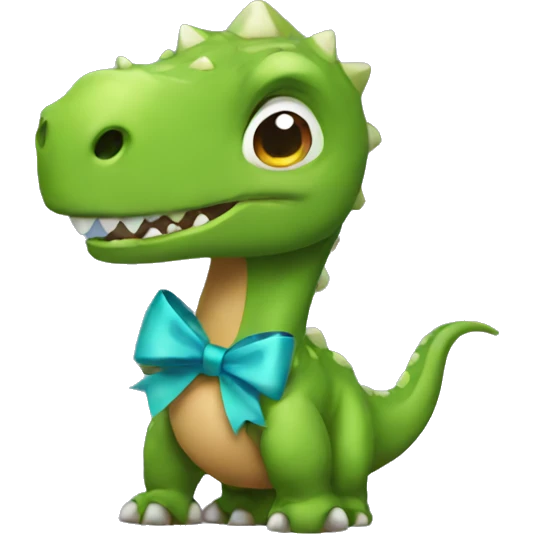 Dinosaur with a bow emoji