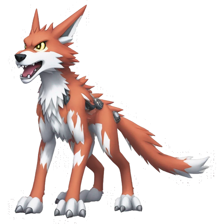  Cool Edgy Digimon-Fakemon-Garurumon-Loogamon-Dorulumon-Wolf full body emoji