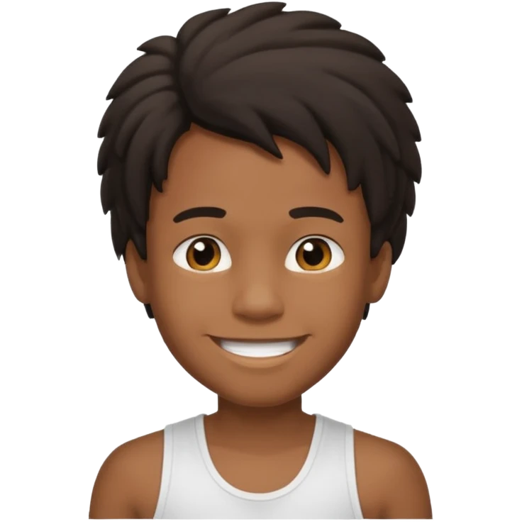 Je veut un garçon qui a des cheveux locks mi long c un renoi il porte un débardeur blanc et qui sourit emoji