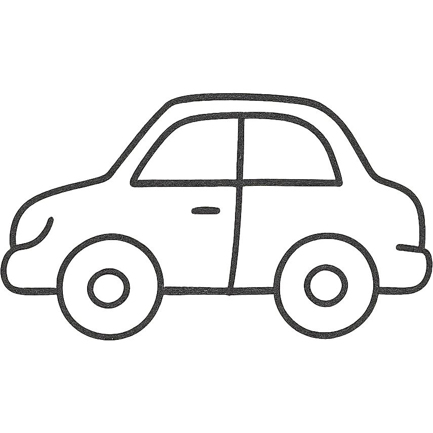 hand-drawn outlined simple minimal car emoji