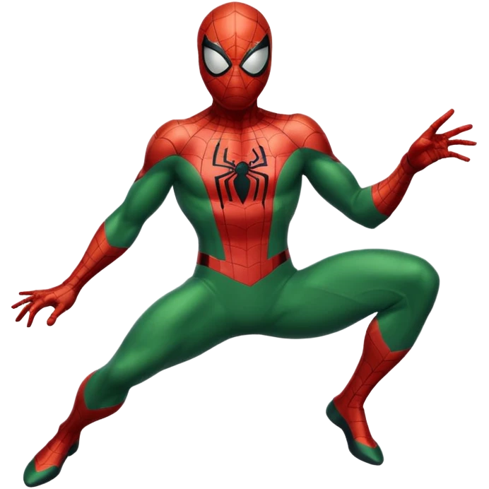 spiderman super hero but in replace red color with green emoji