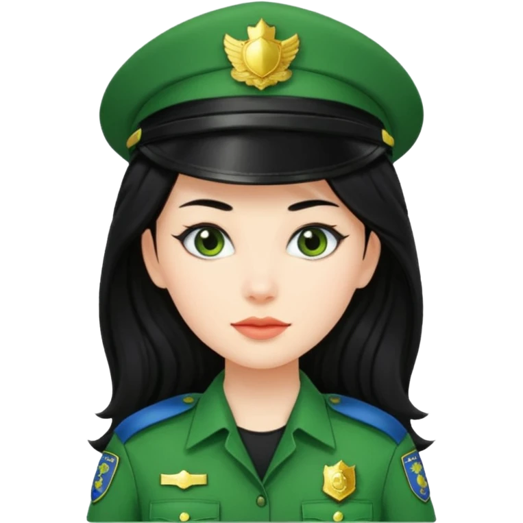 Female POLICE IN green, long black hair emoji