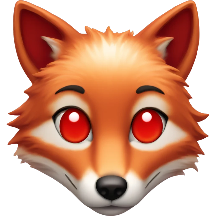 deep lush red fox face with tiny red heart instead of eyes emoji