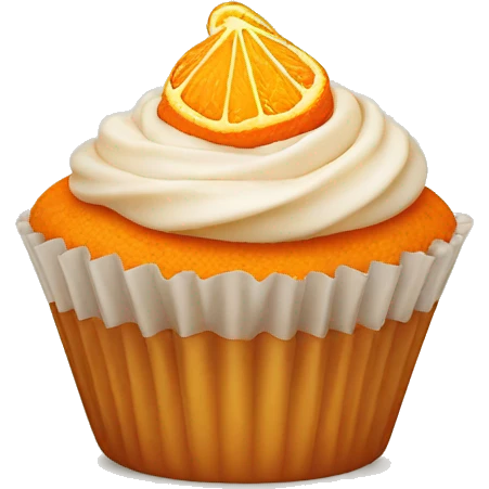 Orange cupcake with a happy face  emoji
