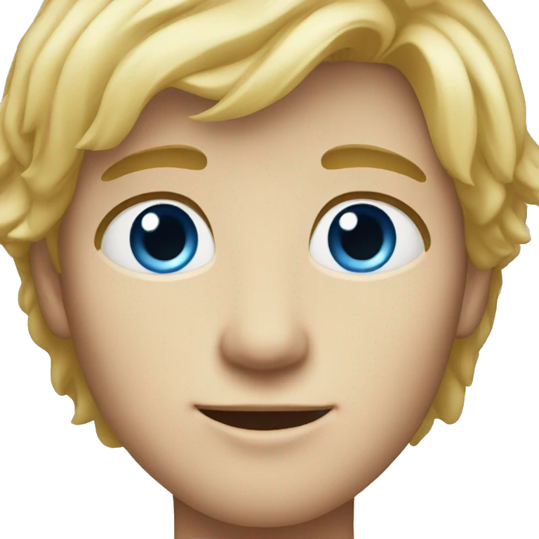 a blond young man, blue eyes emoji