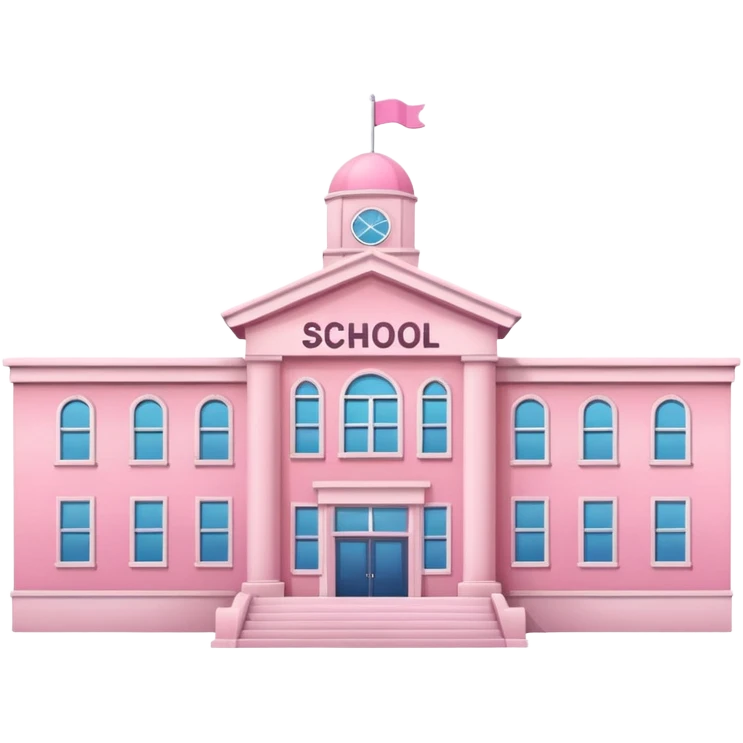 pink school with the word school emoji
