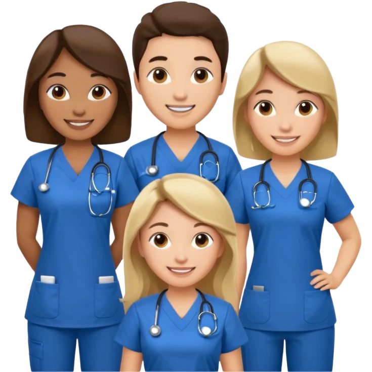 Genera un emogis de 4 enfermeras juntas emoji