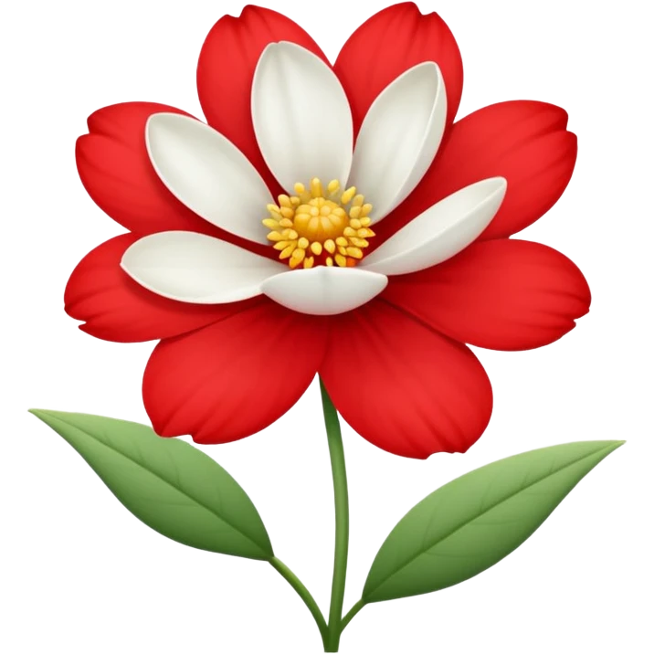 one red flower and one white flower with red band emoji