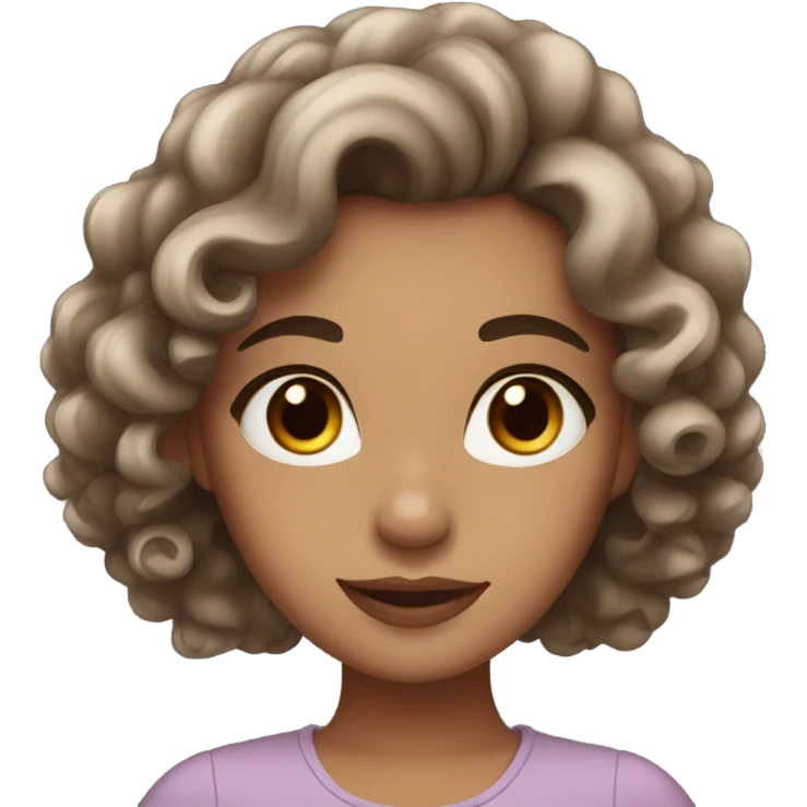 girl with curly brown hair and brown eyes with evening make-up emoji